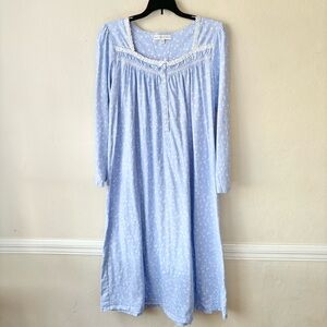 Eileen West Blue Floral Print Cotton Nightgown